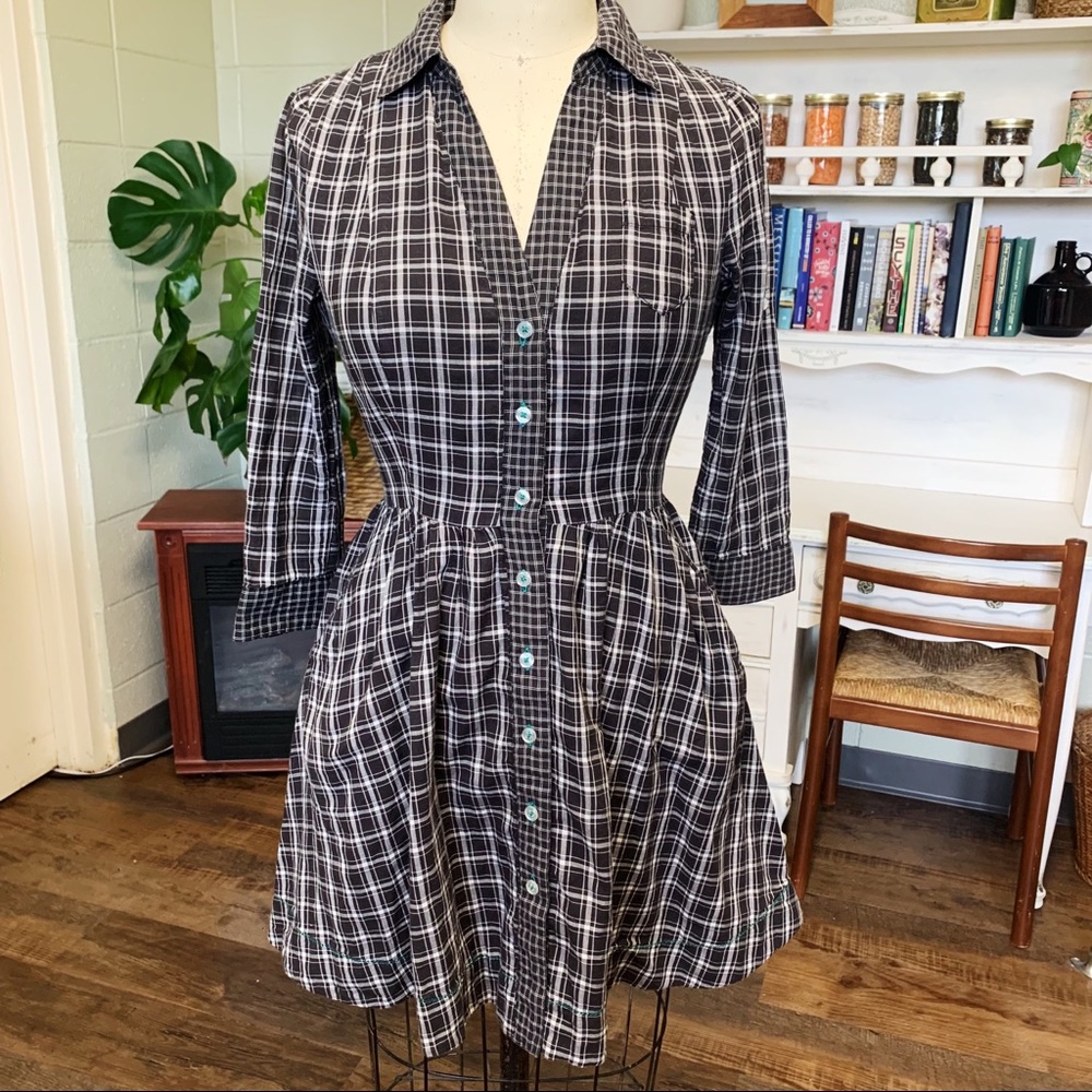 Anthropologie Moulinette Seours Plaid Shirt Dress